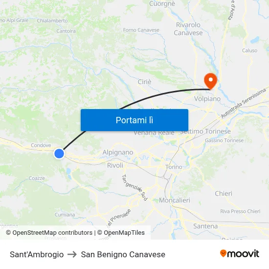 Sant'Ambrogio to San Benigno Canavese map