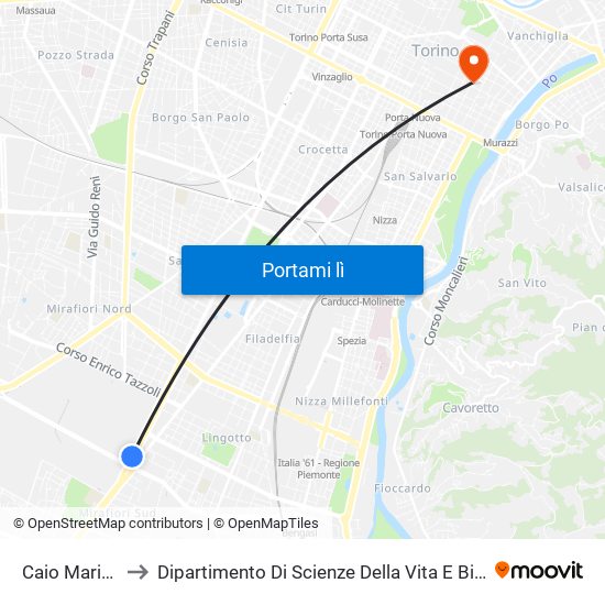 Caio Mario Nord to Dipartimento Di Scienze Della Vita E Biologia Dei Sistemi map