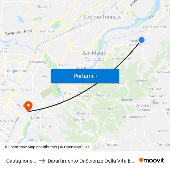 Castiglione (Rezza) to Dipartimento Di Scienze Della Vita E Biologia Dei Sistemi map