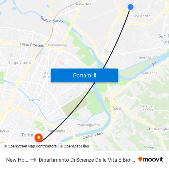 New Holland to Dipartimento Di Scienze Della Vita E Biologia Dei Sistemi map