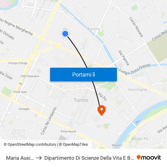 Maria Ausiliatrice to Dipartimento Di Scienze Della Vita E Biologia Dei Sistemi map