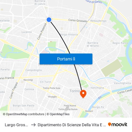 Largo Grosseto Sud to Dipartimento Di Scienze Della Vita E Biologia Dei Sistemi map