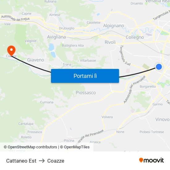 Cattaneo Est to Coazze map