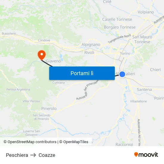 Peschiera to Coazze map