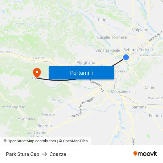 Park Stura Cap to Coazze map
