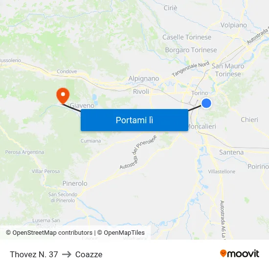 Thovez N. 37 to Coazze map