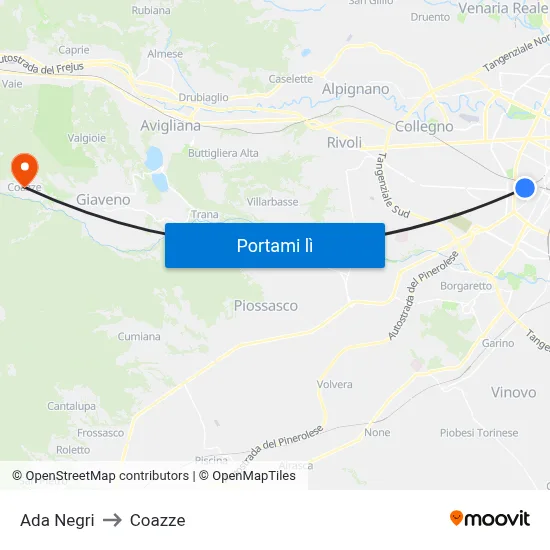 Ada Negri to Coazze map