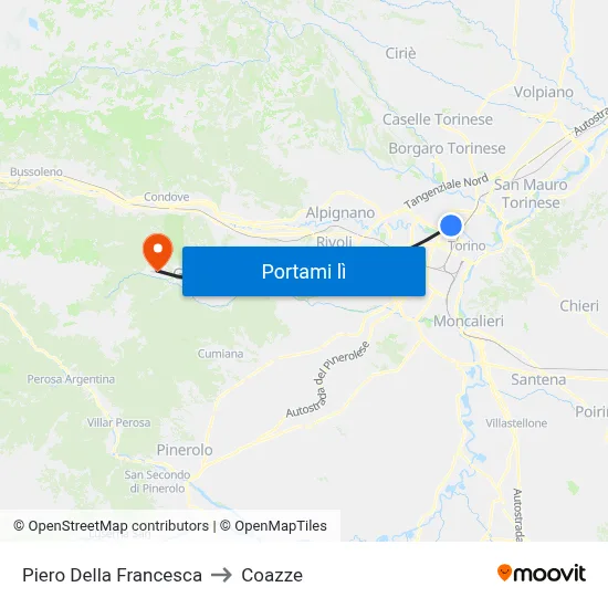 Piero Della Francesca to Coazze map