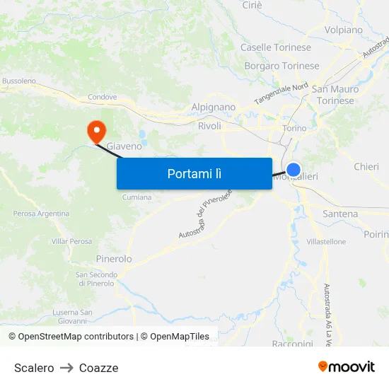 Scalero to Coazze map