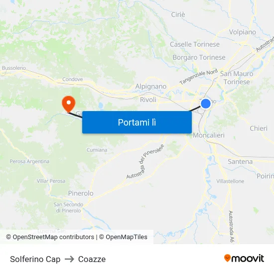 Solferino Cap to Coazze map