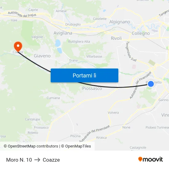 Moro N. 10 to Coazze map