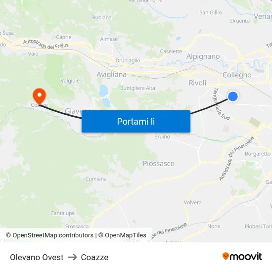 Olevano Ovest to Coazze map