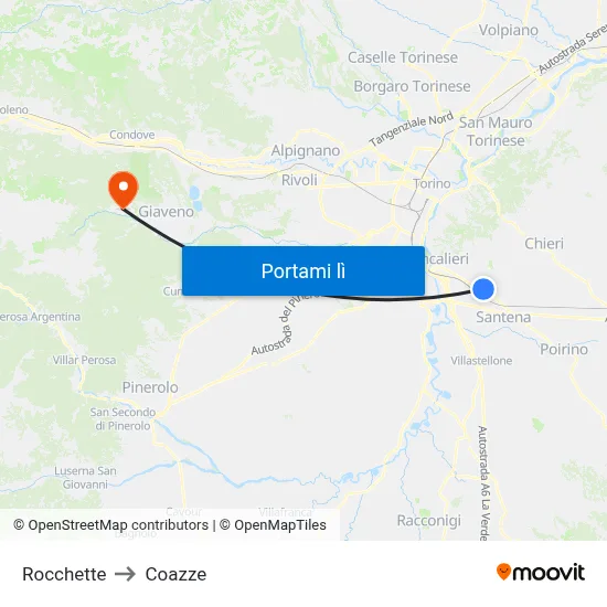 Rocchette to Coazze map