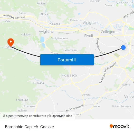 Barocchio Cap to Coazze map