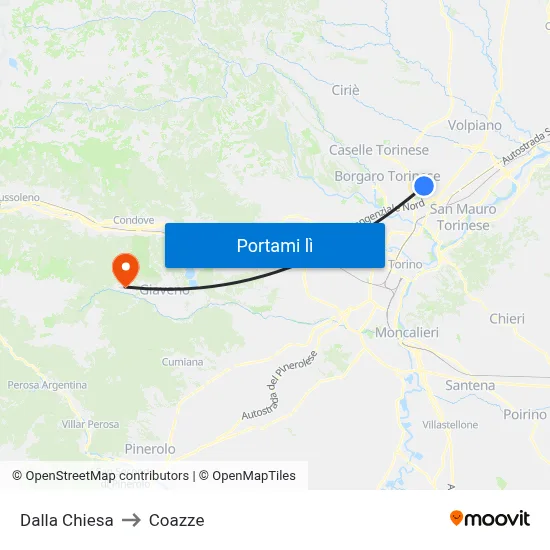 Dalla Chiesa to Coazze map