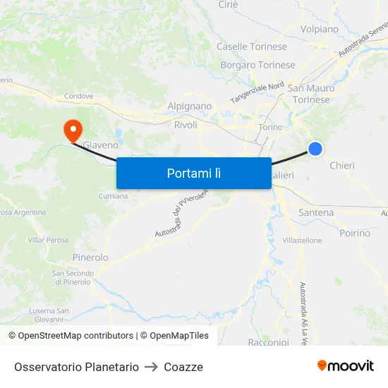 Osservatorio Planetario to Coazze map