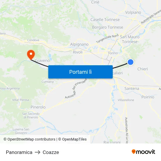 Panoramica to Coazze map