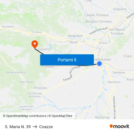 S. Maria N. 39 to Coazze map