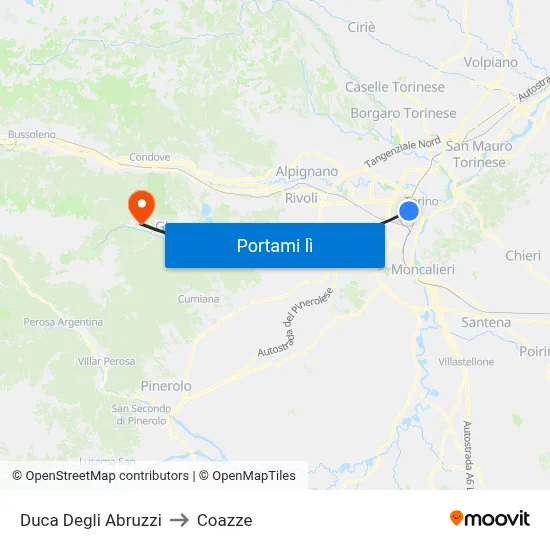 Duca Degli Abruzzi to Coazze map