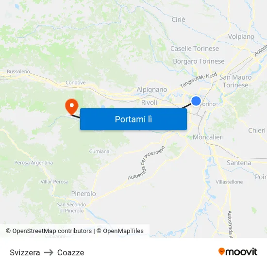 Svizzera to Coazze map