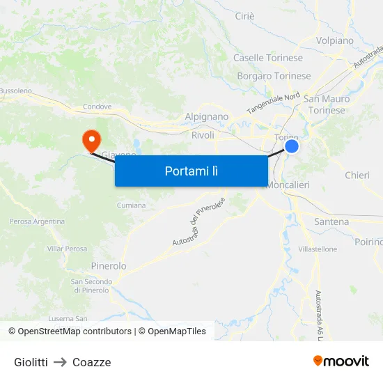 Giolitti to Coazze map