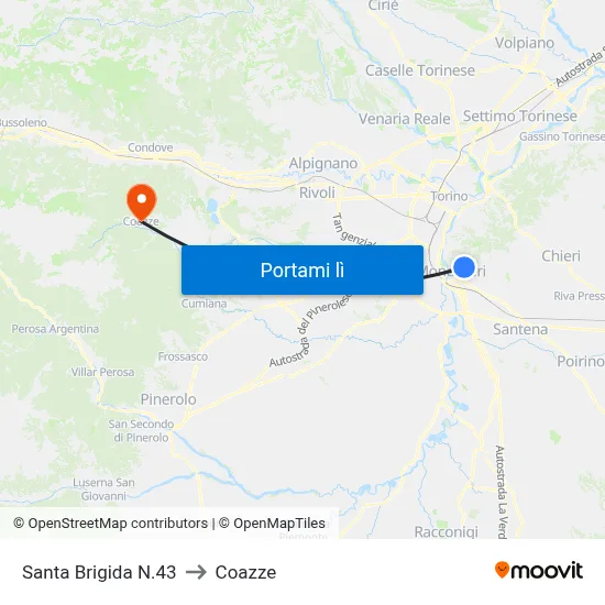 Santa Brigida N.43 to Coazze map
