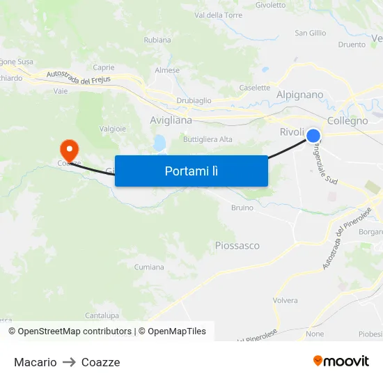 Macario to Coazze map