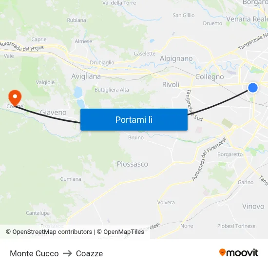 Monte Cucco to Coazze map