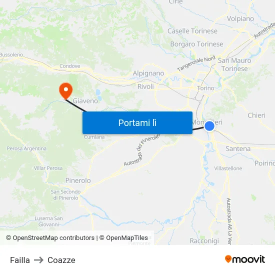 Failla to Coazze map