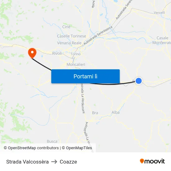 Strada Valcossèra to Coazze map