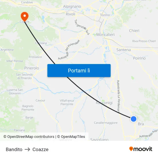 Bandito to Coazze map