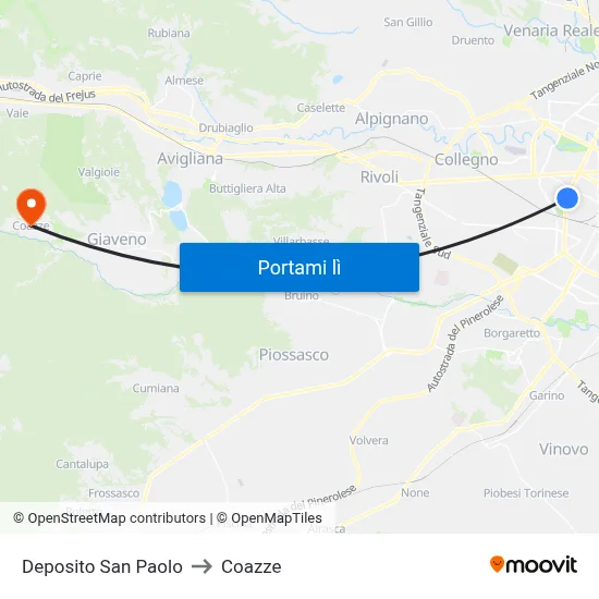 Deposito San Paolo to Coazze map