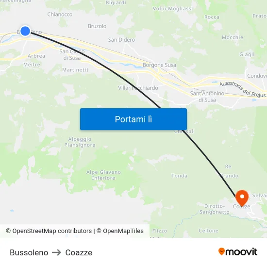 Bussoleno to Coazze map