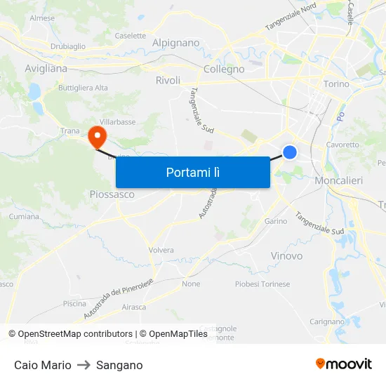 Caio Mario to Sangano map