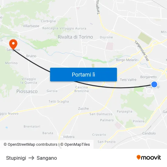 Stupinigi to Sangano map