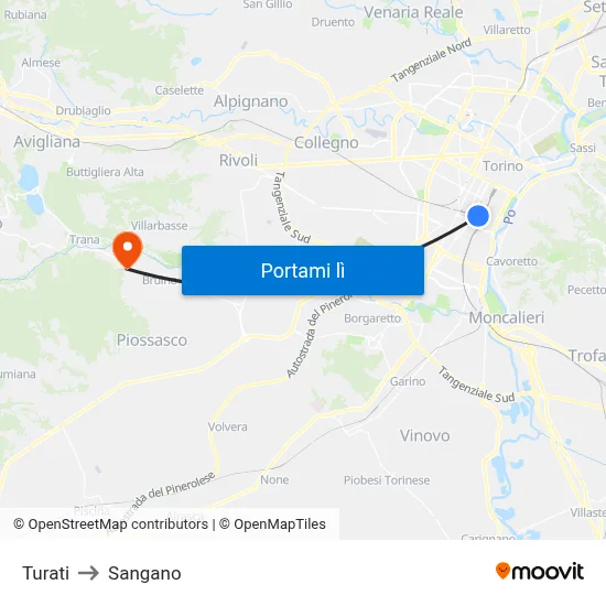 Turati to Sangano map