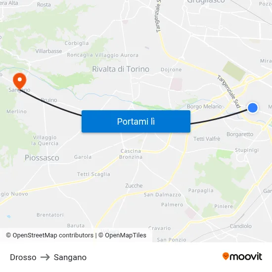 Drosso to Sangano map