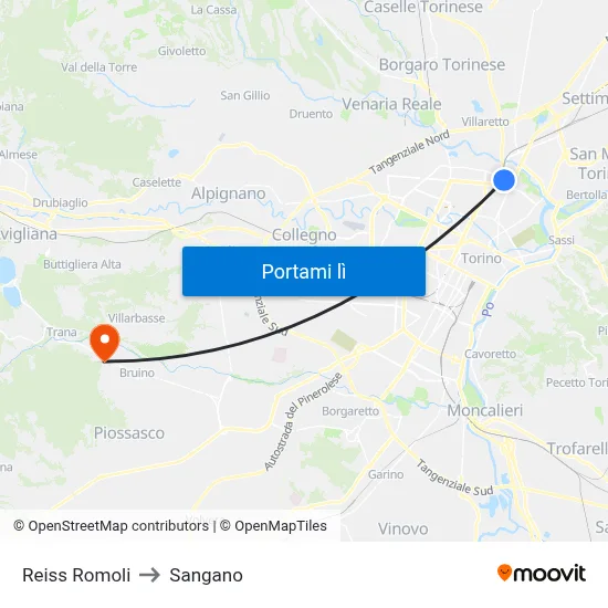 Reiss Romoli to Sangano map