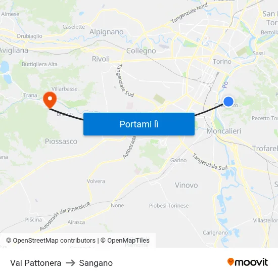 Val Pattonera to Sangano map