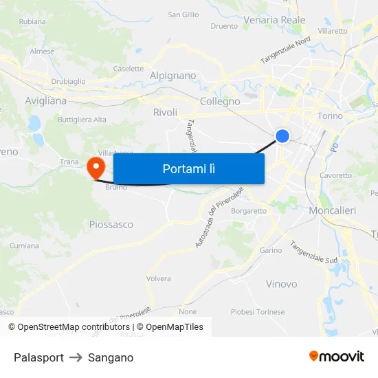 Palasport to Sangano map