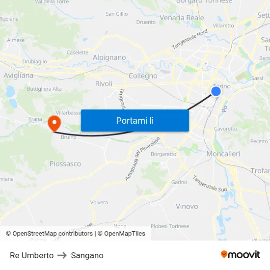 Re Umberto to Sangano map