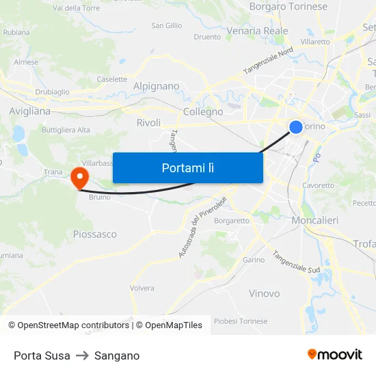 Porta Susa to Sangano map