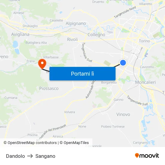 Dandolo to Sangano map