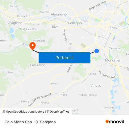 Caio Mario Cap to Sangano map
