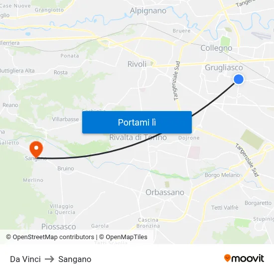 Da Vinci to Sangano map