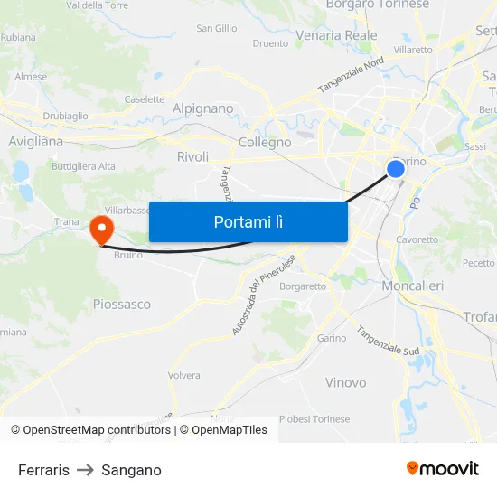 Ferraris to Sangano map