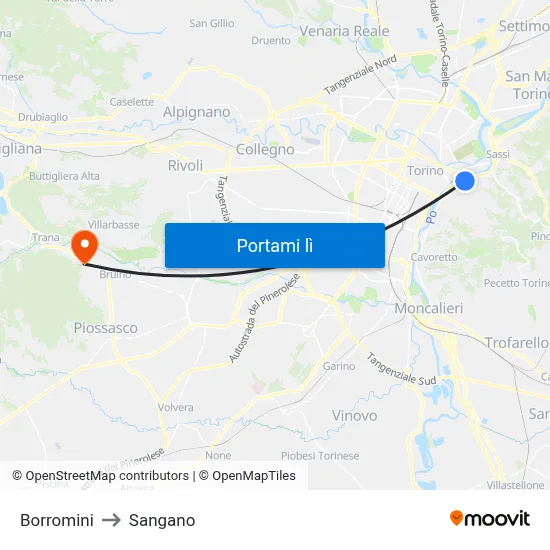 Borromini to Sangano map
