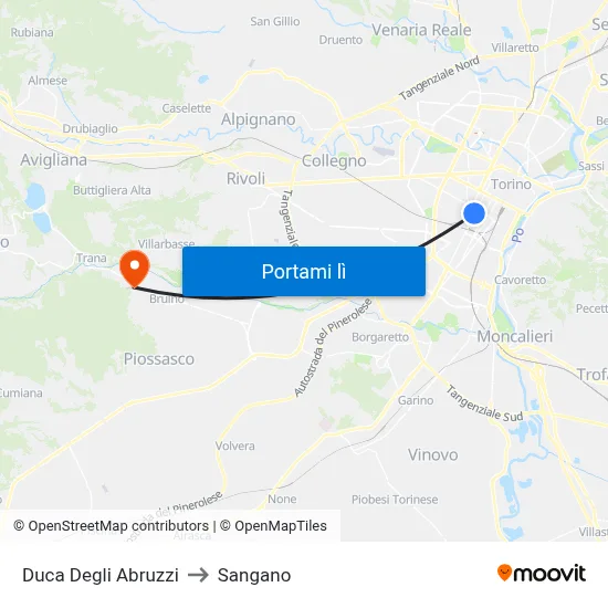 Duca Degli Abruzzi to Sangano map