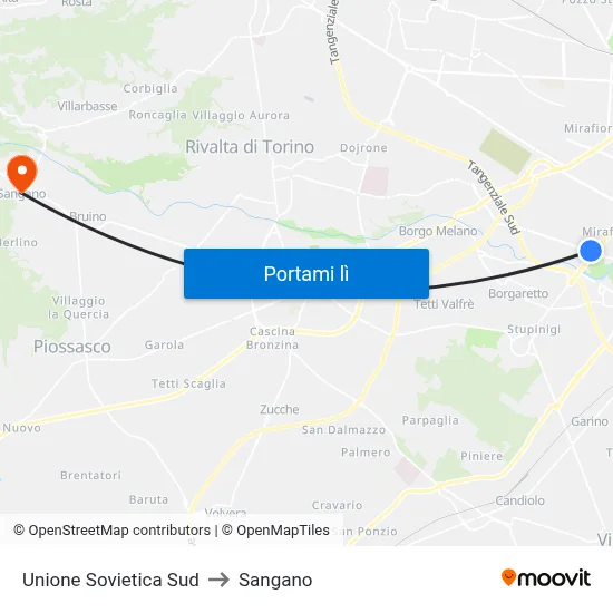 Unione Sovietica Sud to Sangano map