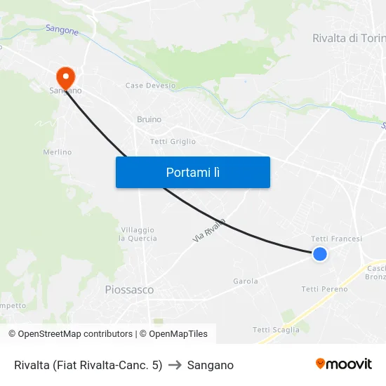 Rivalta (Fiat Rivalta-Canc. 5) to Sangano map